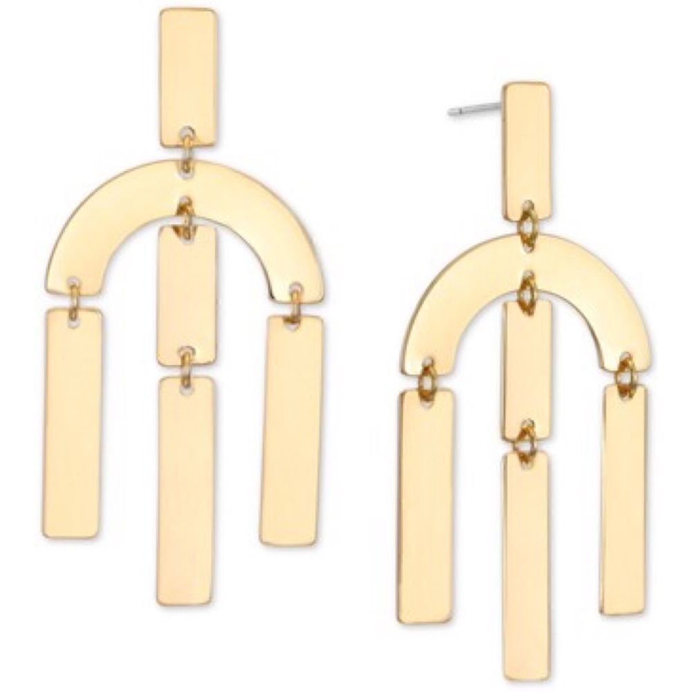 Alfani Gold-Tone Tablet Statement Earrings Dangle NWT